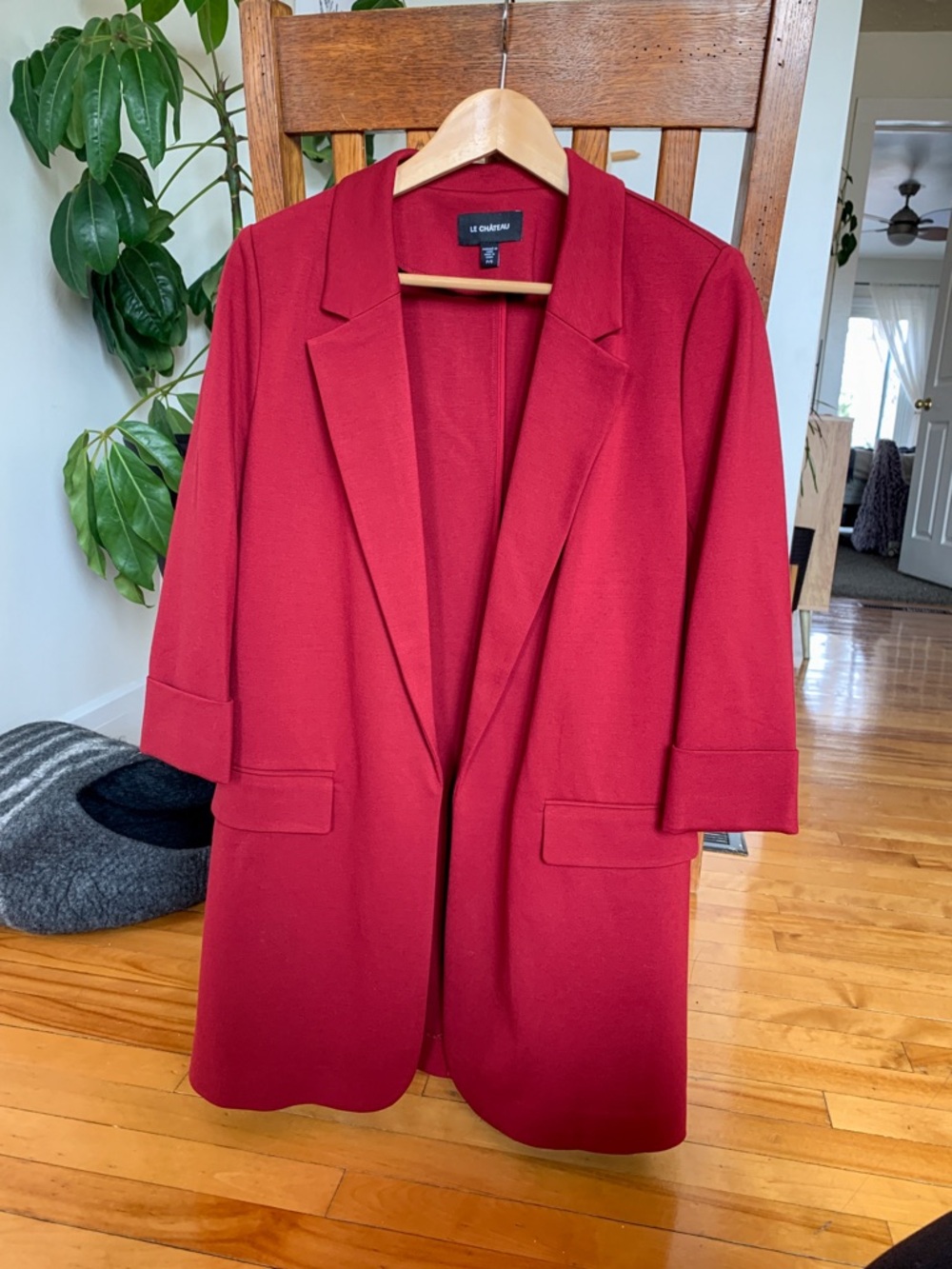 Le Château burgundy deep red long suit blazer - US S